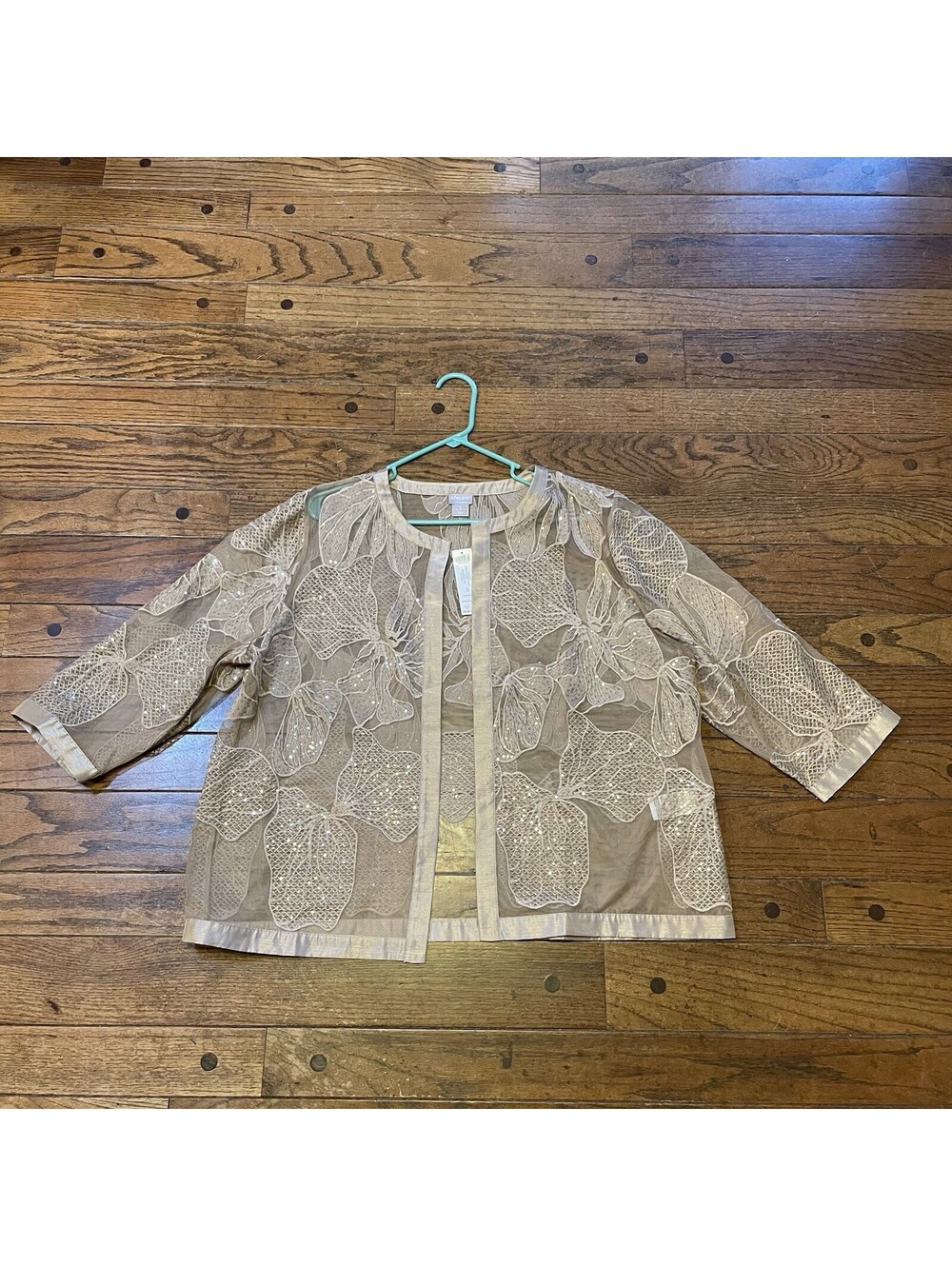 Women's Chico's Embellish Jacket NEW SONORA SAND SIZE L NWT